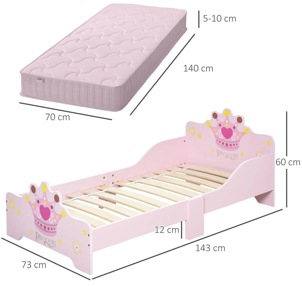 Cama de Criança +3 anos 143x73x60 cm Cama de Criança em Madeira com Es
