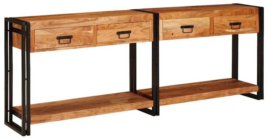 Mesas consola 2 pcs Castanho Madeira de acácia maciça