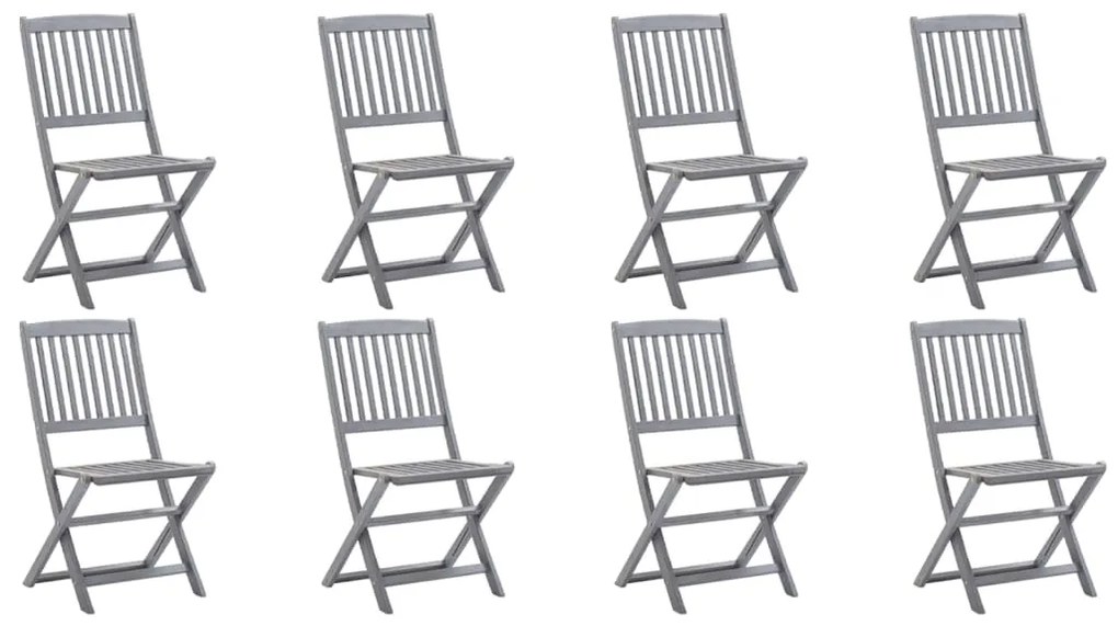 Cadeiras de exterior dobráveis 8pcs c/ almofadões acácia maciça