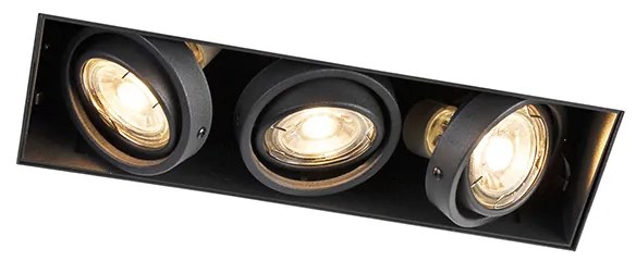 Foco embutido preto inclinável e rotativo sem moldura 3 luzes - Oneon Design,Industrial,Moderno