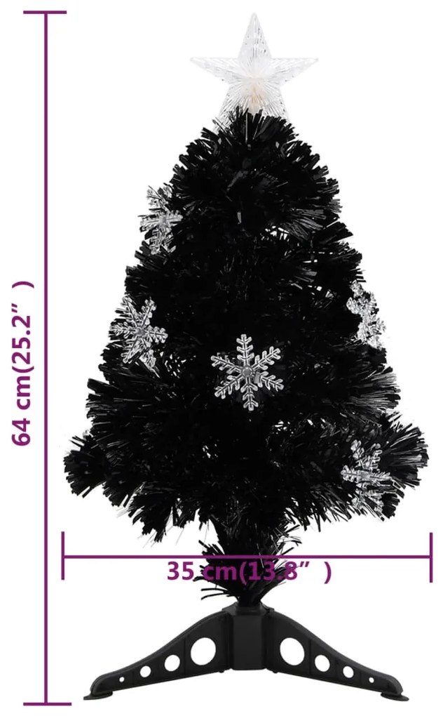 Árvore de Natal com flocos de neve LED 64 cm fibra ótica preto