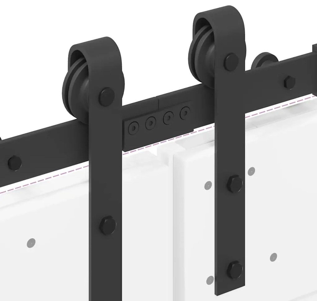 Kit de ferragens para porta deslizante 366 cm aço preto