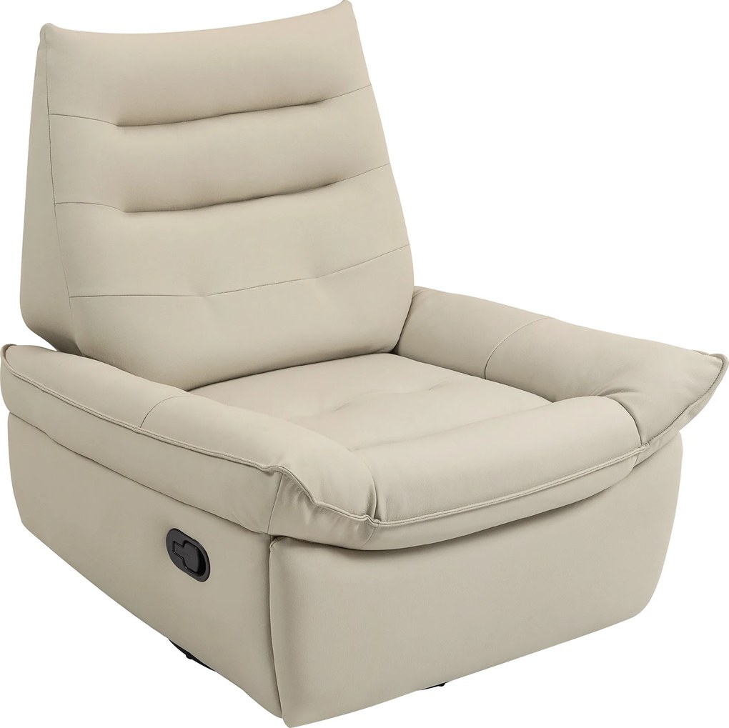 Poltrona Relax Reclinável Manual Giratória Função Baloiço Estofada em PU Reclinável até 135º 97x94x98 cm Creme
