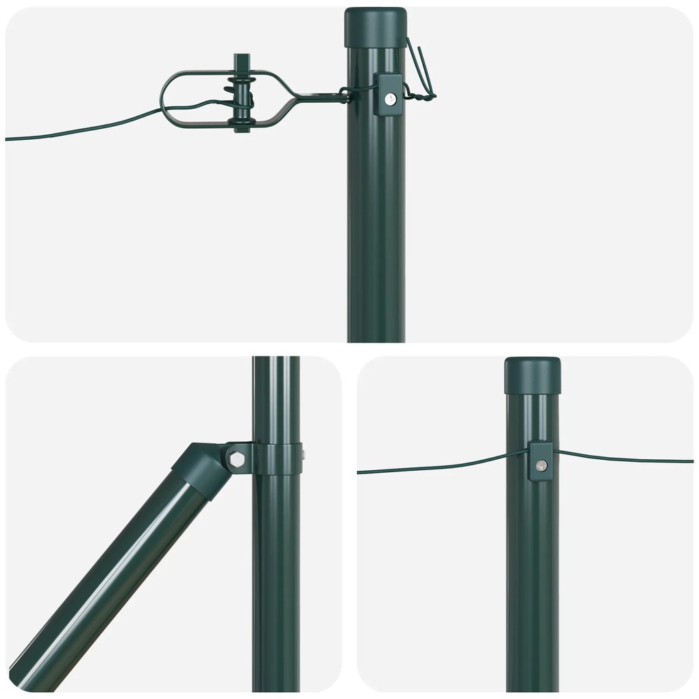 Postes de Cerca vidaXL com Ponta 52 pcs Ø32 mm 120 cm Aço Galvanizado