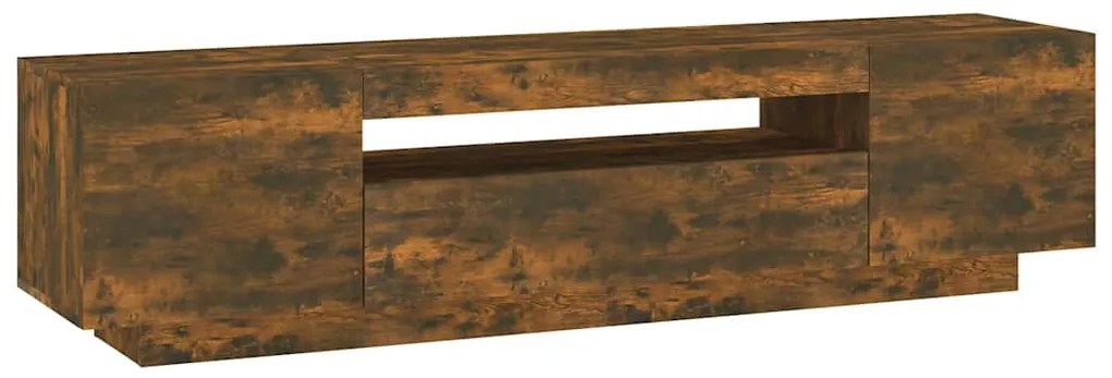 Móvel de TV com luzes LED 160x35x40 cm carvalho fumado