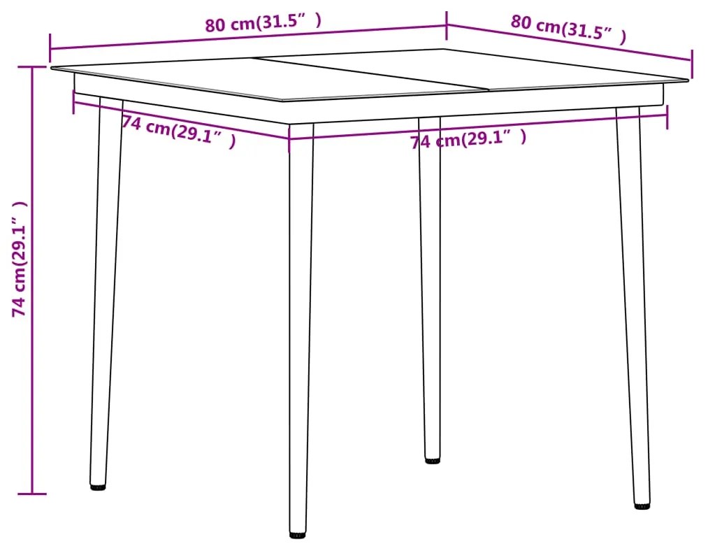 3 pcs conjunto de jantar para jardim preto