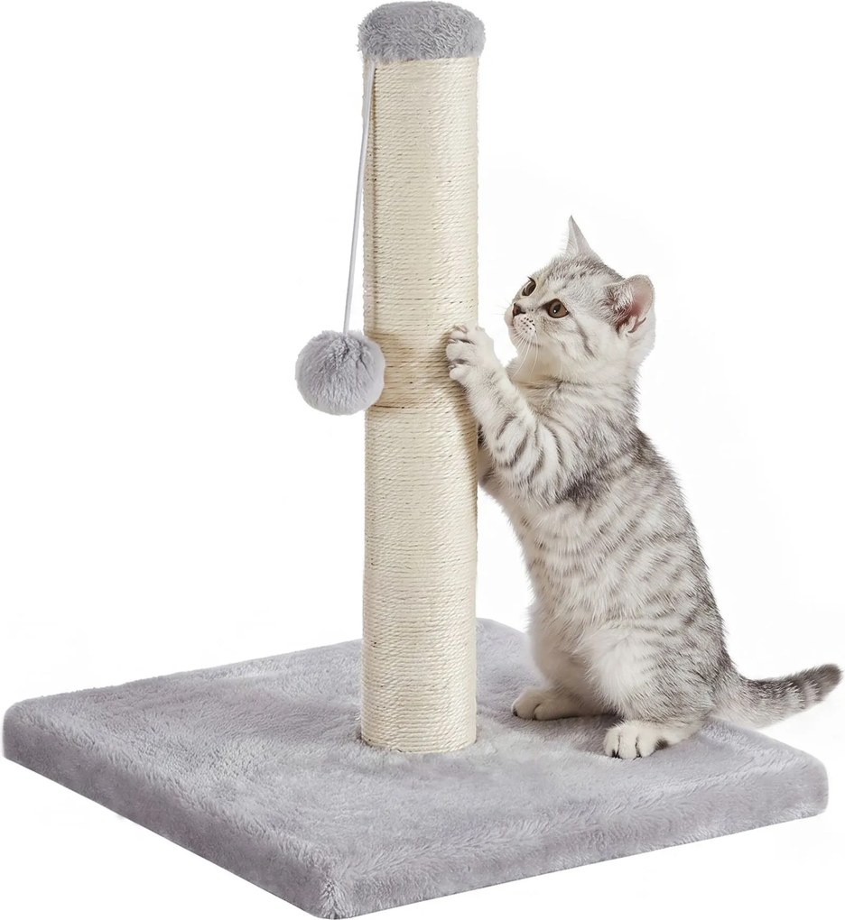 Pequena coluna para arranhar para gatos 40 x 40 x 44 cm ( com tronco de sisal e bola de pelúcia, Cinzento