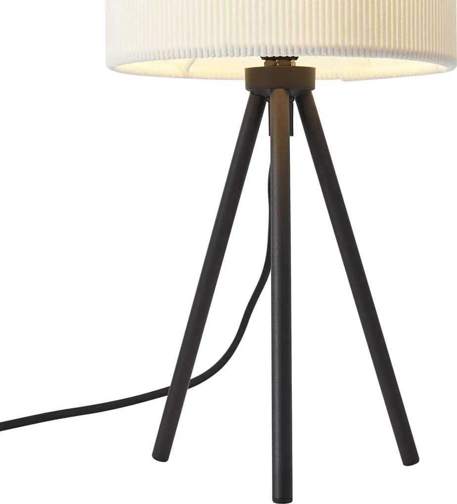 Candeeiro de Mesa Tripé Moderno Branco com Abajur de Veludo - Luz