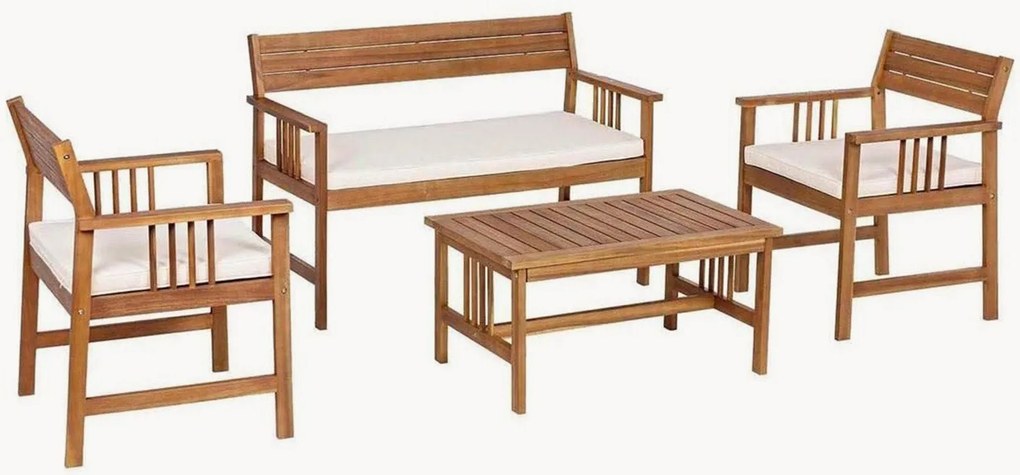 Conjunto lounge para jardim em madeira de acácia Noemi, conjunto de 4