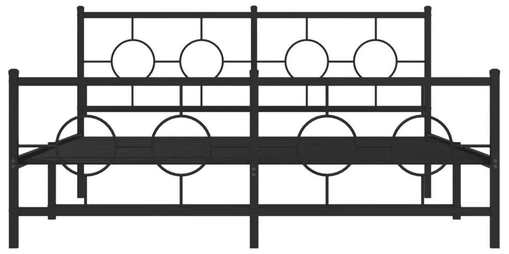 Estrutura de cama com cabeceira e pés 150x200 cm metal preto