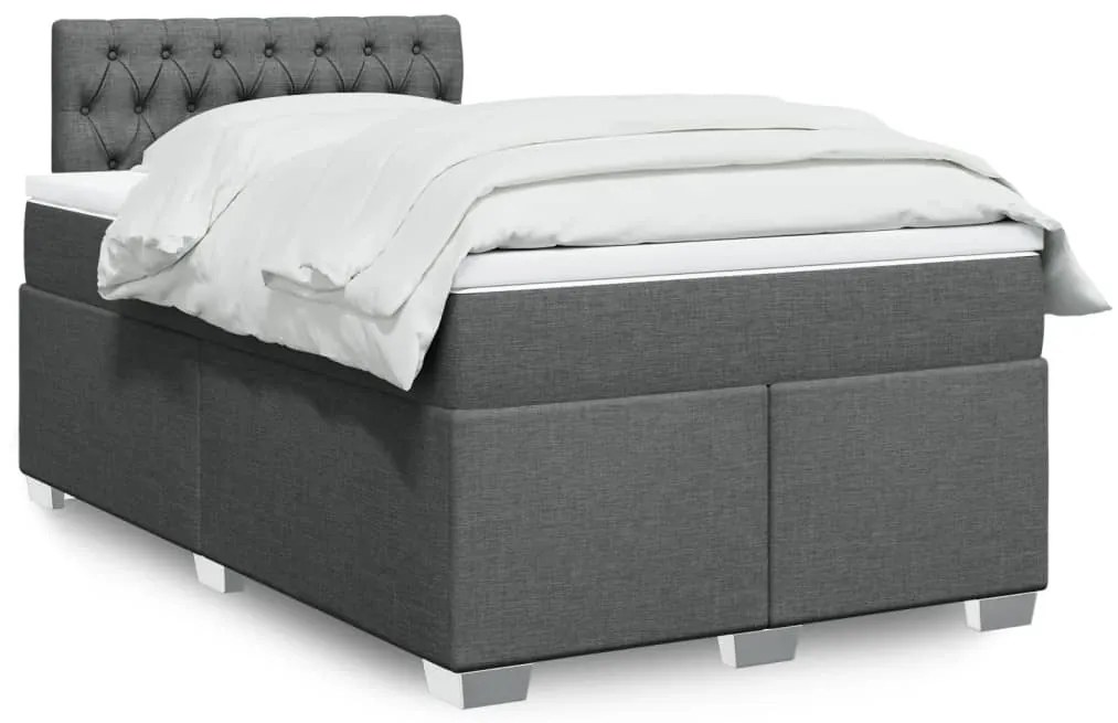 vidaXL Cama com molas/colchão 120x200 cm tecido cinzento-escuro