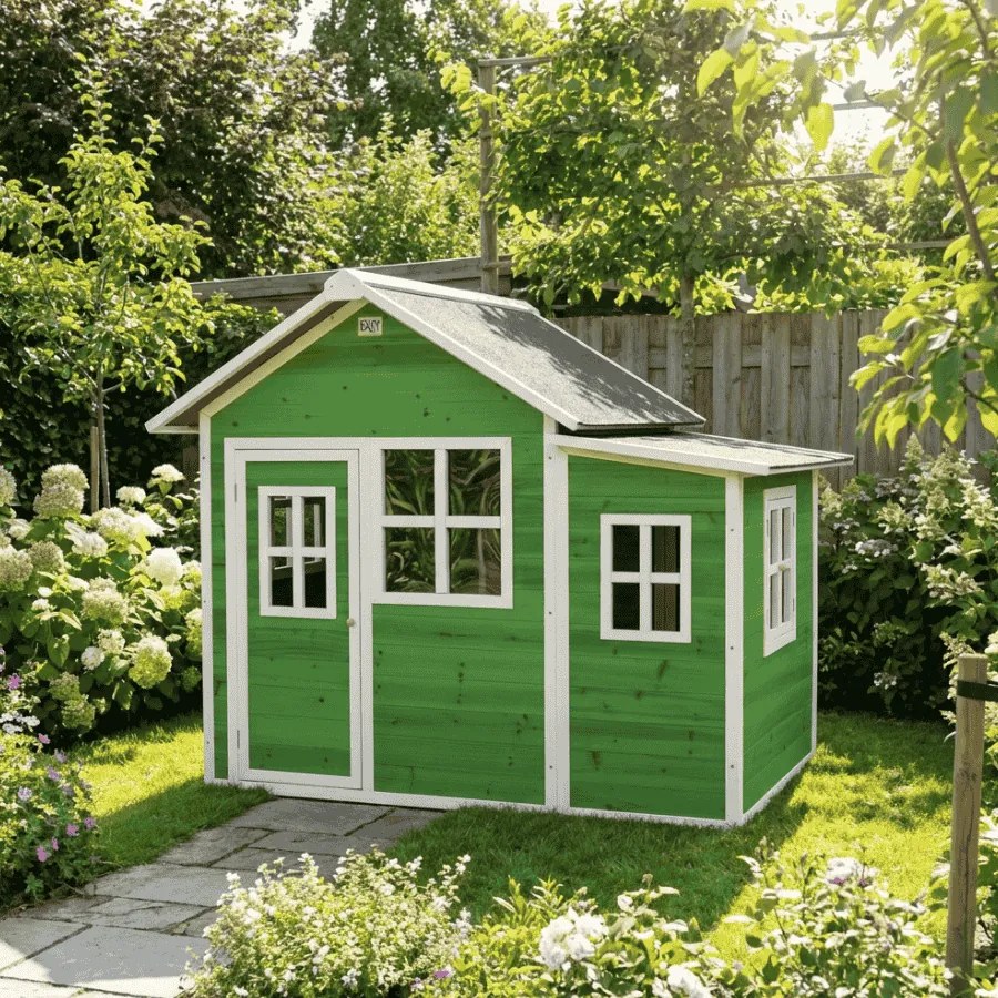 Casa de brincar infantil exterior para crianças Loft 150 em madeira - Verde