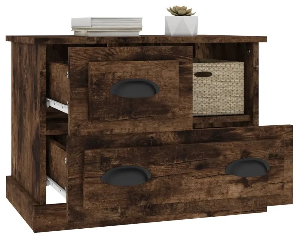 Mesa de cabeceira 60x39x45 cm cor carvalho fumado