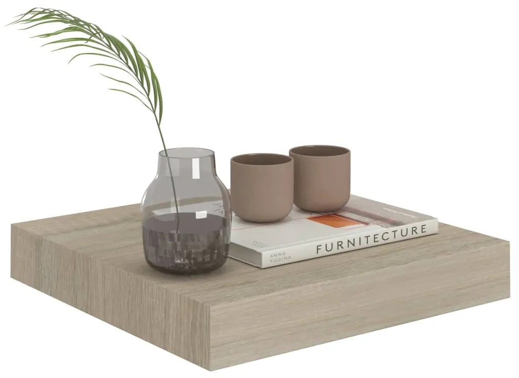 Prateleiras de parede suspensas 2pcs 23x23,5x3,8cm MDF carvalho