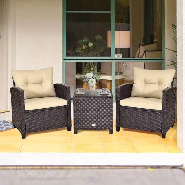 Mesa de jardim dobrável de vime para varanda