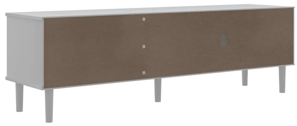 Móvel de TV SENJA aspeto vime 158x40x49 cm pinho maciço branco