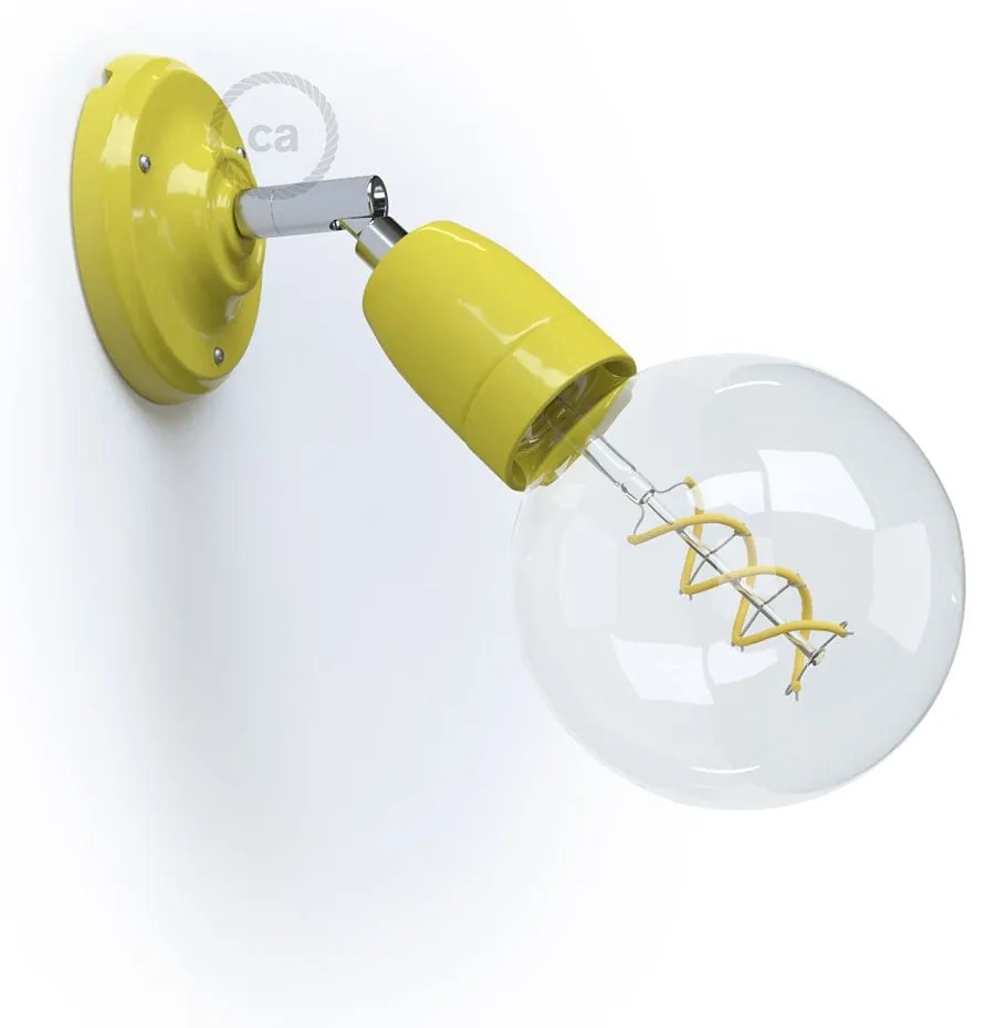 Fermaluce 90° Color il punto luce orientabile in porcellana da parete o soffitto - Yellow / Sim