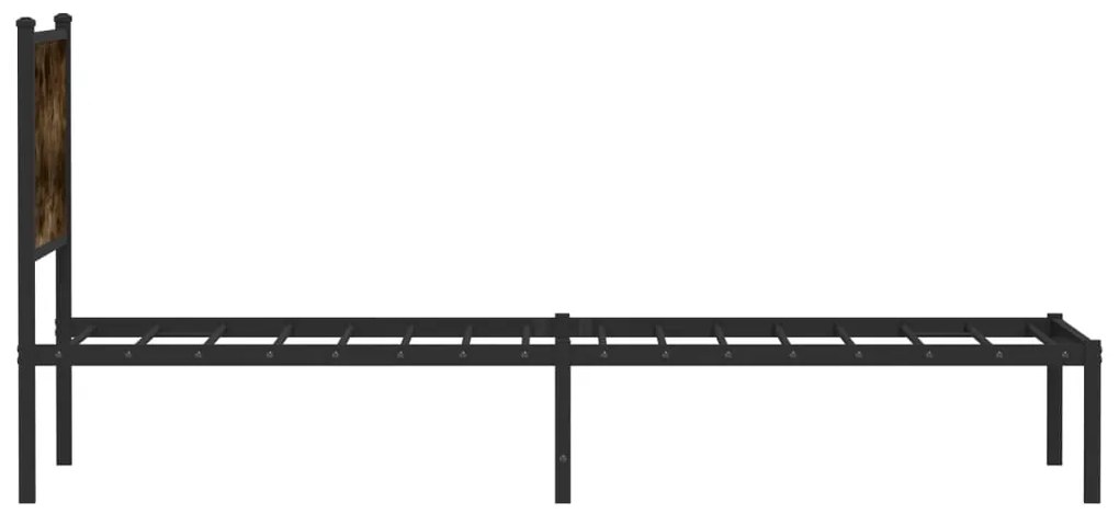 Estrutura de cama sem colchão 75x190 cm metal carvalho fumado