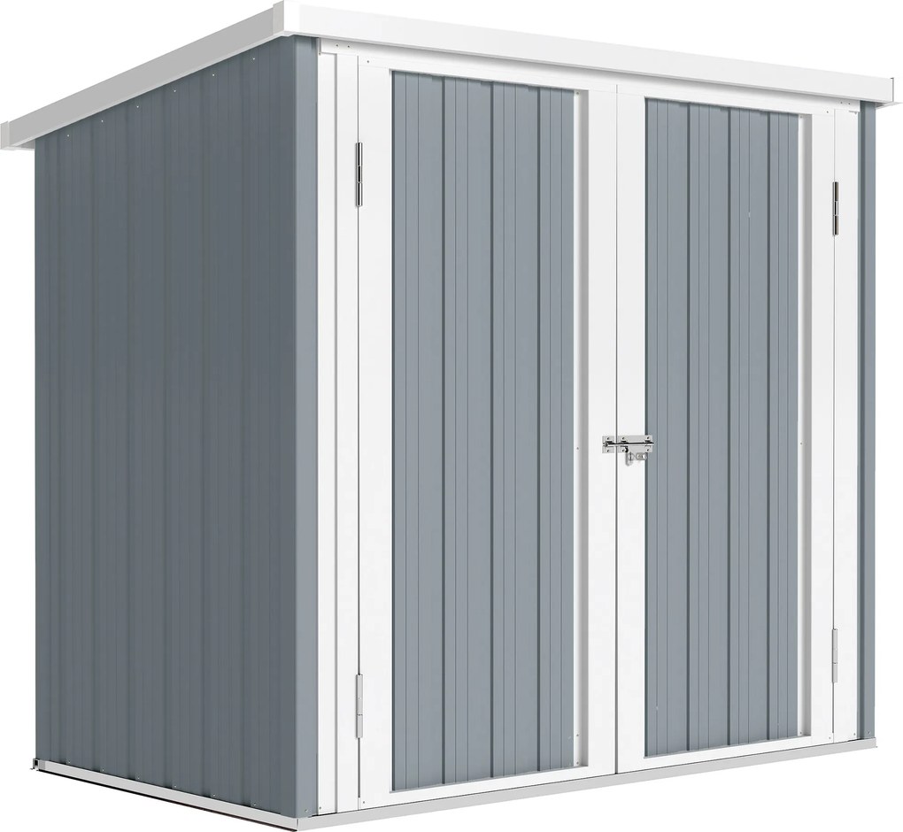 Outsunny Abrigo de Jardim abrigo de jardim 1,09 m² 2 portas trancáveis 147 x 86 x 134 cm chapa de aço Cinza claro Branco | Aosom Portugal