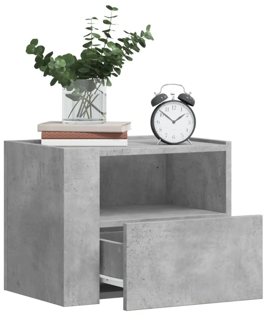 Mesa de cabeceira de parede 45x30x35 cm cinzento cimento