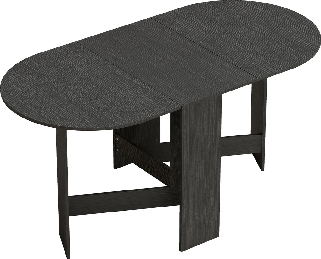 HOMCOM Mesa de Cozinha Dobrável com Alas Rebatíveis Mesa de Cozinha Dobrável de Forma Oval Estilo Moderno 163x80x75 cm Preto | Aosom Portugal