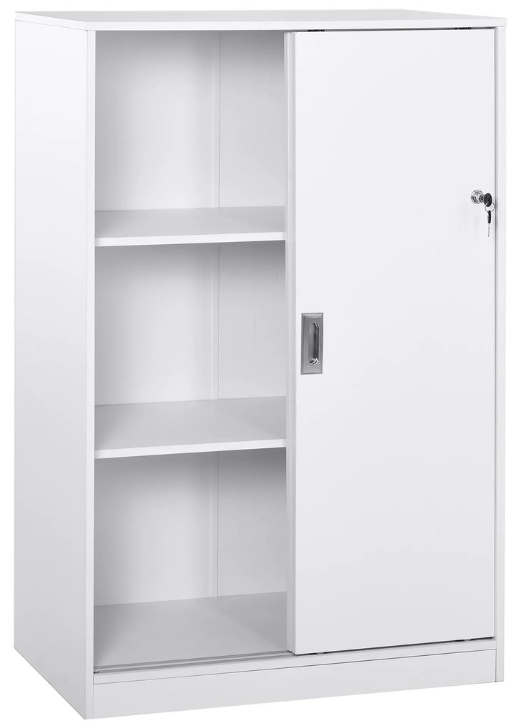 Armário de escritório com 2 portas deslizantes e 3 prateleiras 80x40x120 cm Branco