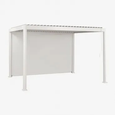 Pérgola Bioclimática De Alumínio Com Lâminas E Toldo Lateral Druvia Gardénia Branco & Pérgula De 3x4 M Com 1 Toldo De 4 M - Sklum