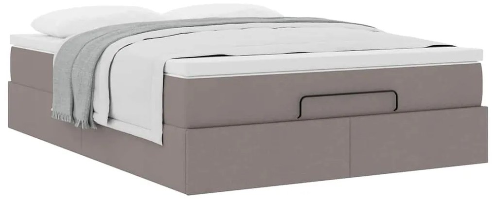 Estrutura de cama otomana com colchão tecido cinzento 140x200cm