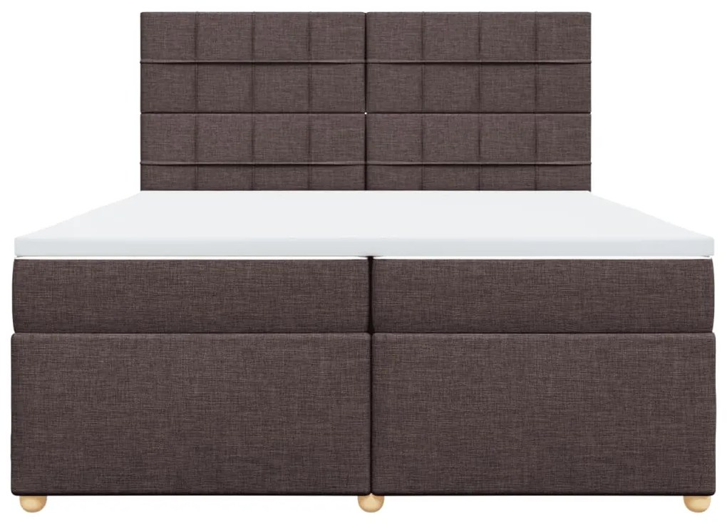 Cama com molas/colchão 200x200 cm tecido castanho-escuro