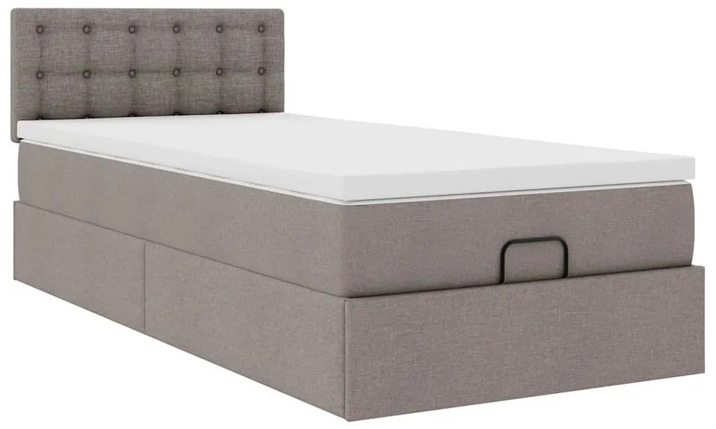 Cama otomana com colchão 100x200 cm tecido cinza
