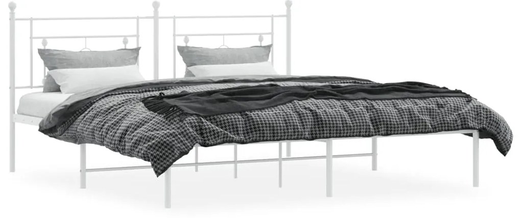 Estrutura de cama com cabeceira 183x213 cm metal branco