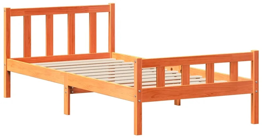 Cama sem colchão 75x190 cm madeira de pinho maciça castanho-mel