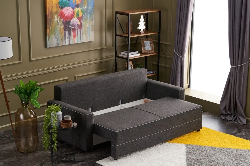 Sofá-cama de 3 lugares Ece – Antracite – 215x88x90 cm