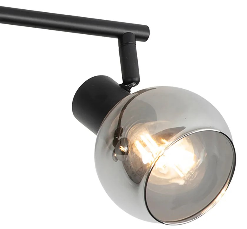 LED Candeeiro de teto inteligente preto com vidro fumê incl. 4 Wifi P45 - Vidro Art Deco