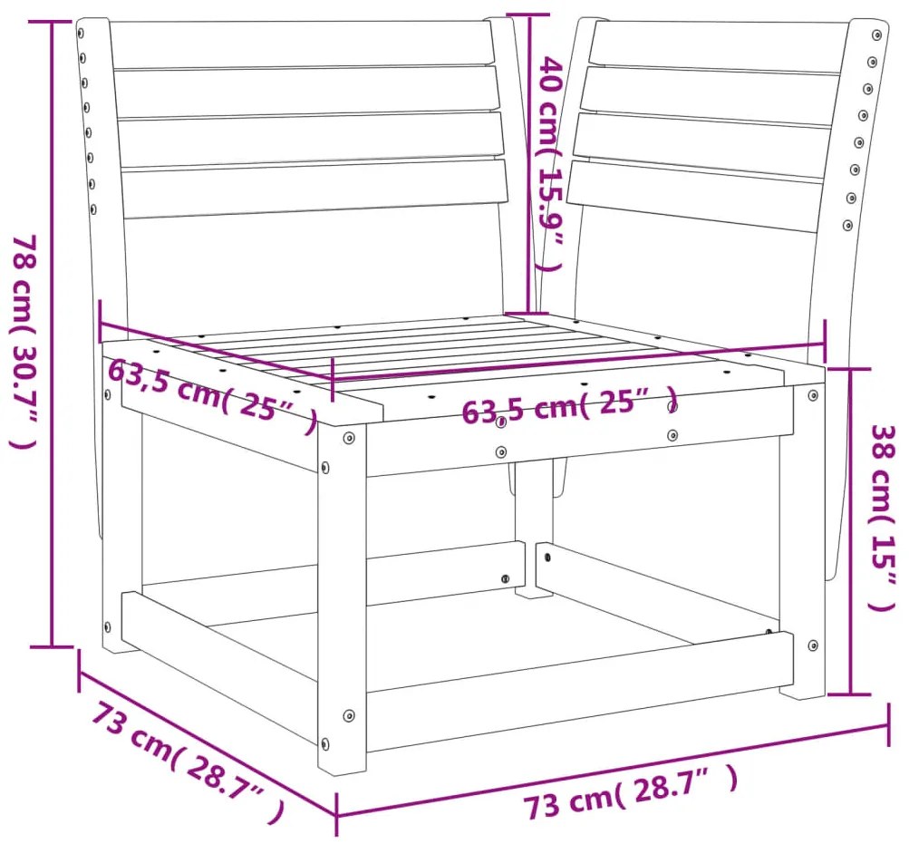 Sofá de canto para jardim 73x73x78 cm madeira de pinho maciça