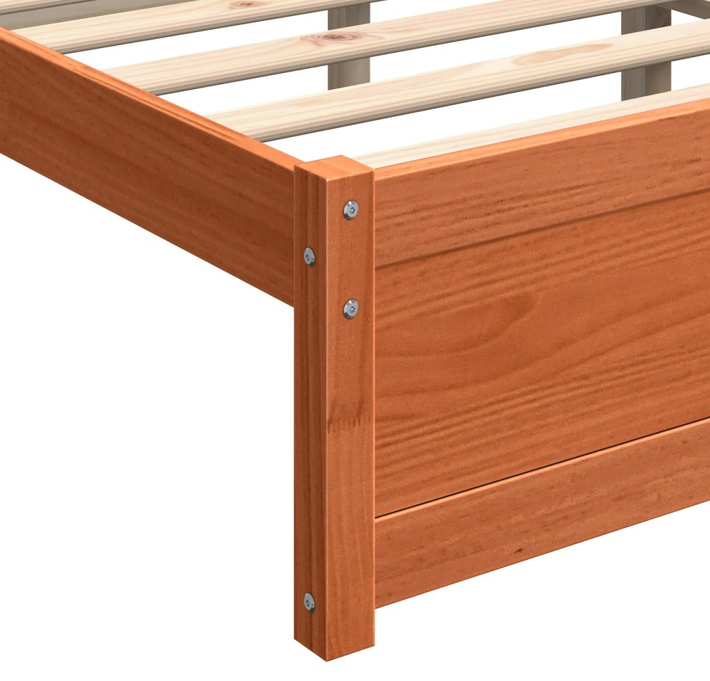 Estrutura da Cama com cabeceira Castanho-mel 120 x 200 cm