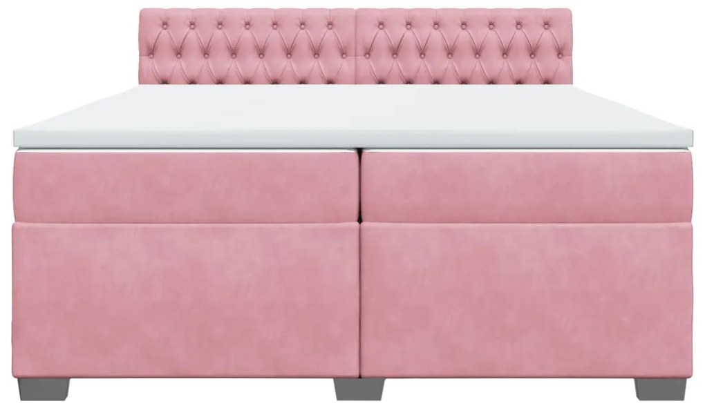 Cama com molas/colchão 200x200 cm veludo rosa