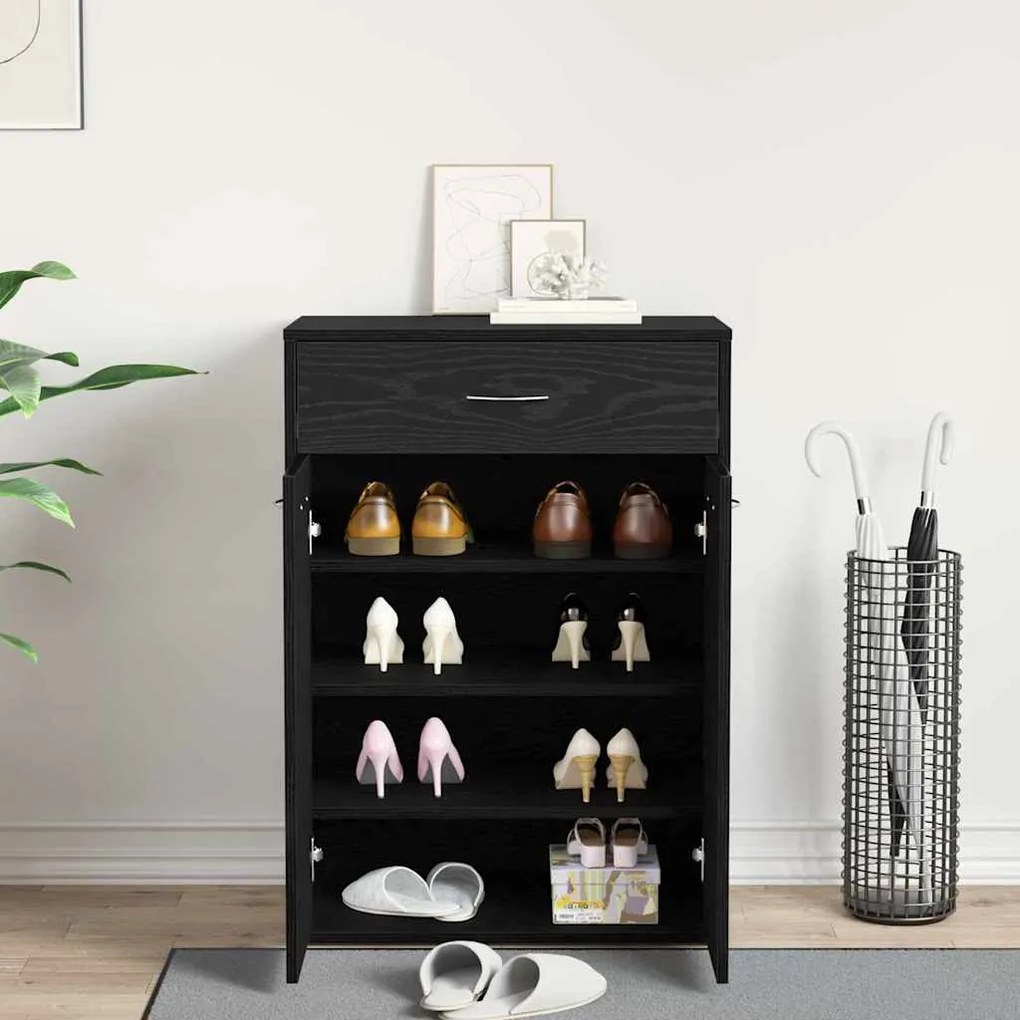 Cabide para Sapatos vidaXL Preto Carvalho 60x35x84 cm Madeira de Engen