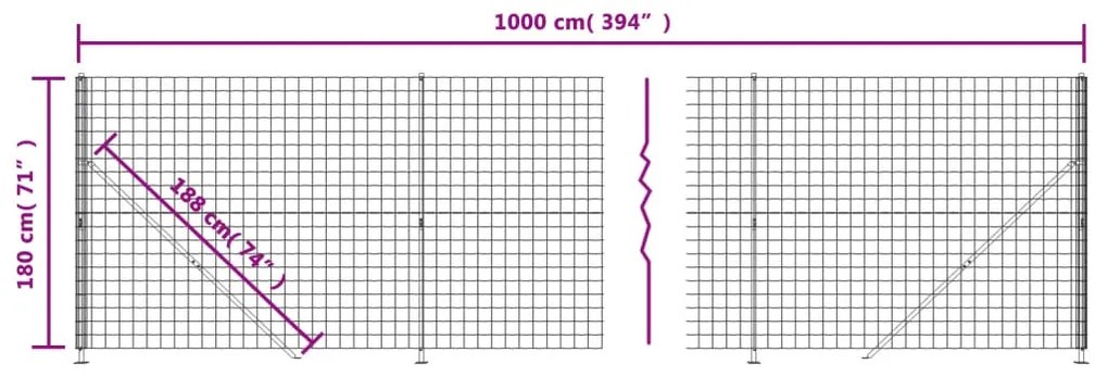 Cerca de malha de arame com flange 1,8x10 m antracite