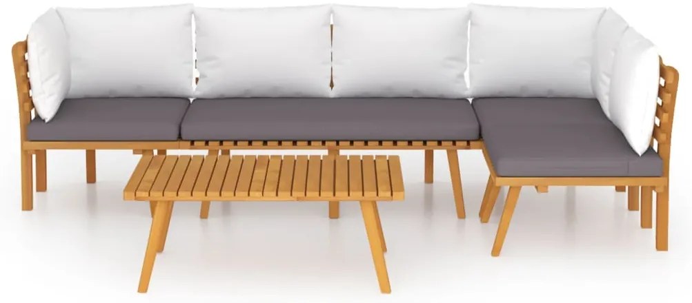 5 pcs conjunto lounge de jardim com almofadões acácia maciça