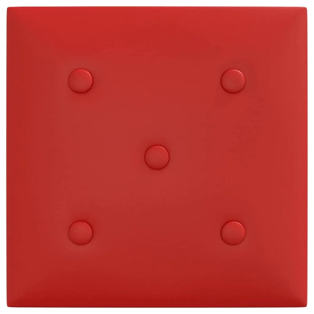 Painel parede 12 pcs 30x30cm couro art. 1,08 m² vermelho tinto