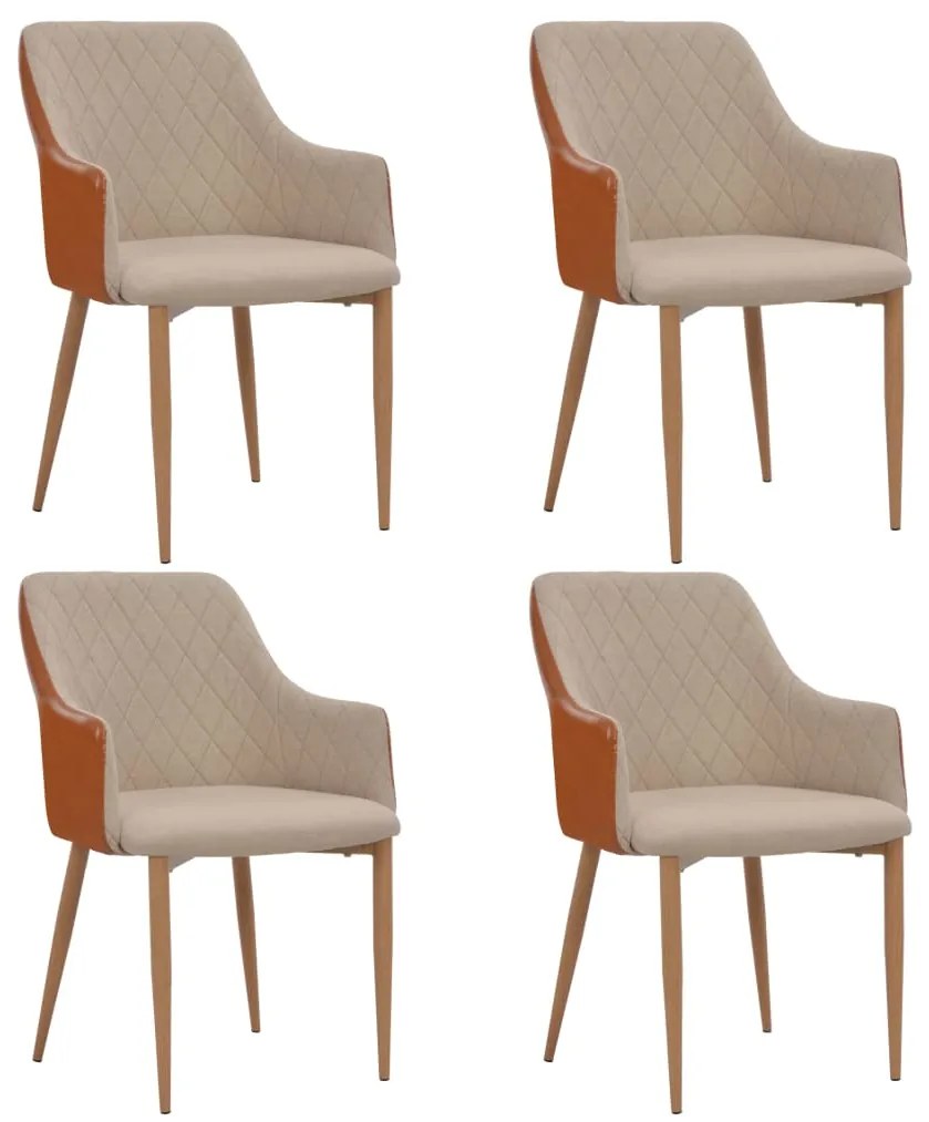 vidaXL Cadeiras de jantar 4 pcs tecido cinzento e castanho