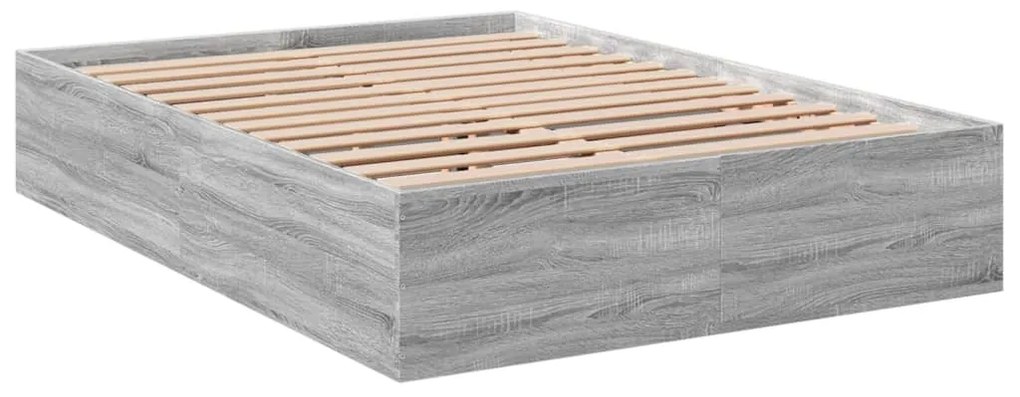 Estrutura de cama 135x190 cm derivados de madeira cinza sonoma