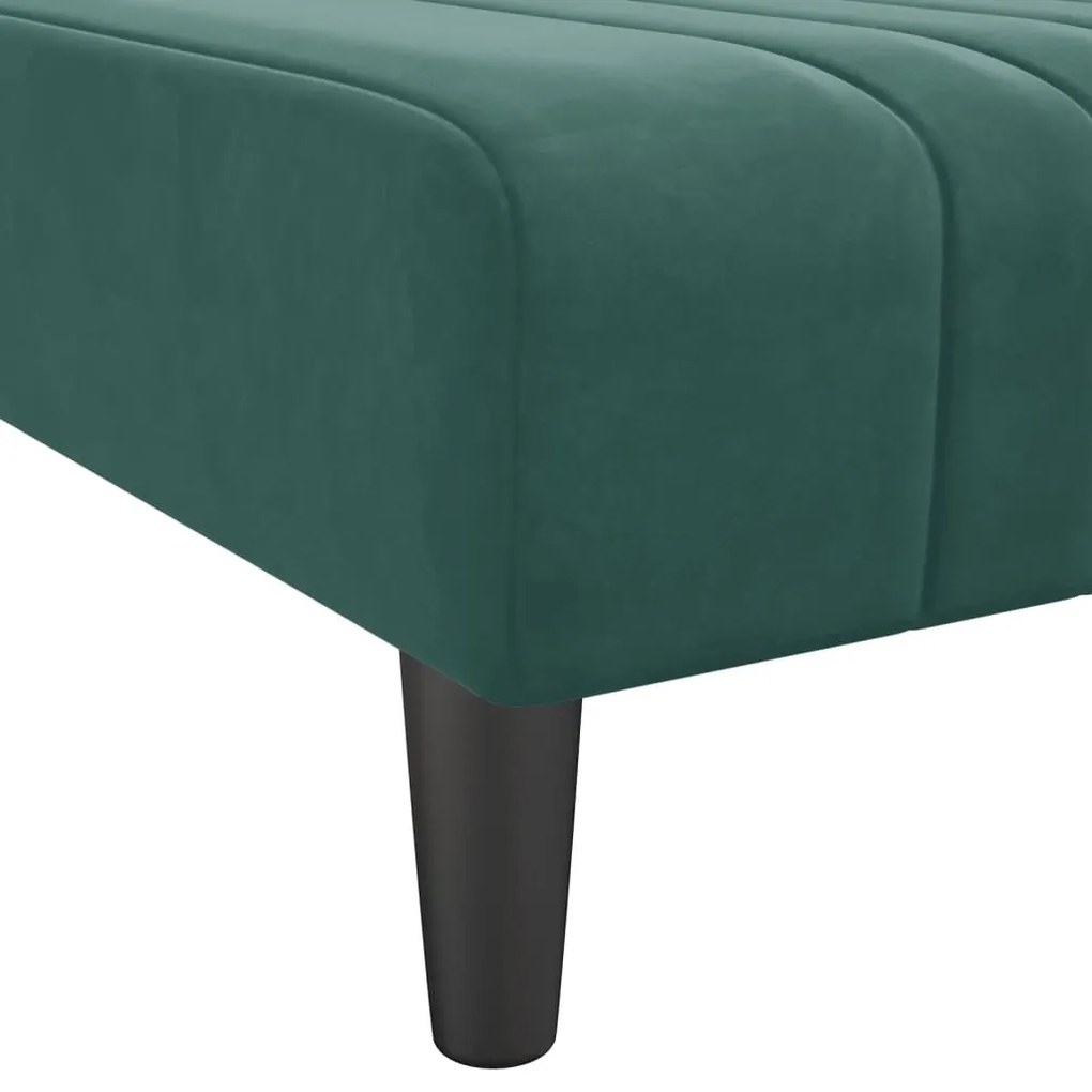 Sofá-cama em forma de L 260x140x70 cm veludo verde-escuro