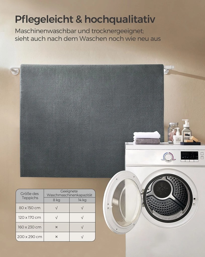 Tapete 80 x 150 cm para sala de estar Alcatifa antiderrapante Decoração Cinzento