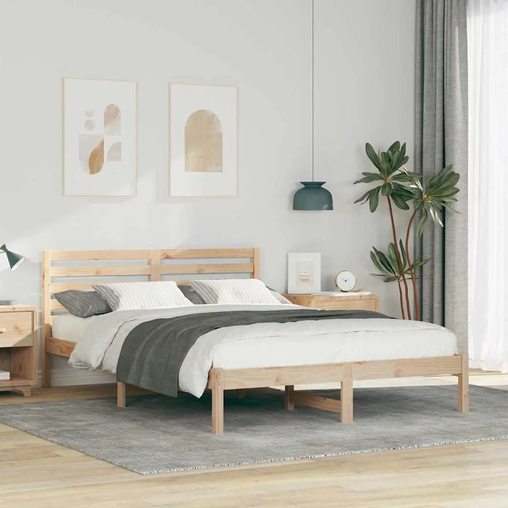 vidaXL Estrutura da Cama com cabeceira Castanho 140 x 210 cm
