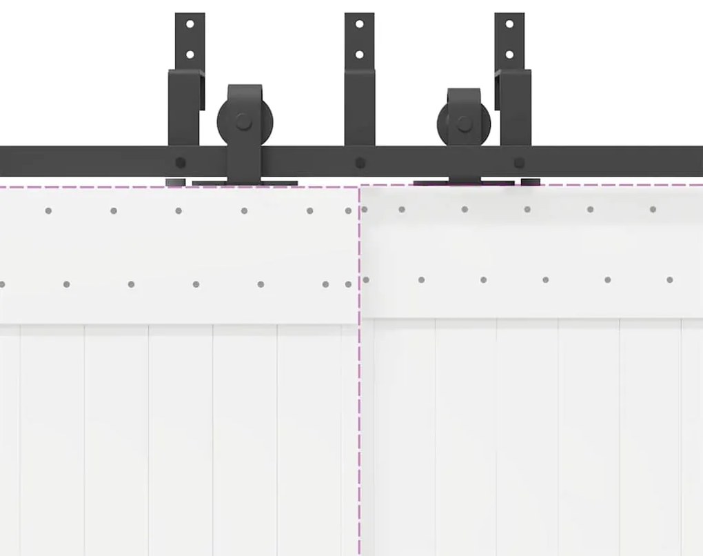 Kit de ferragens para porta deslizante 366 cm aço preto