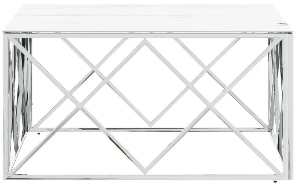 Mesa de centro 80x80x40 cm aço inoxidável e vidro prateado