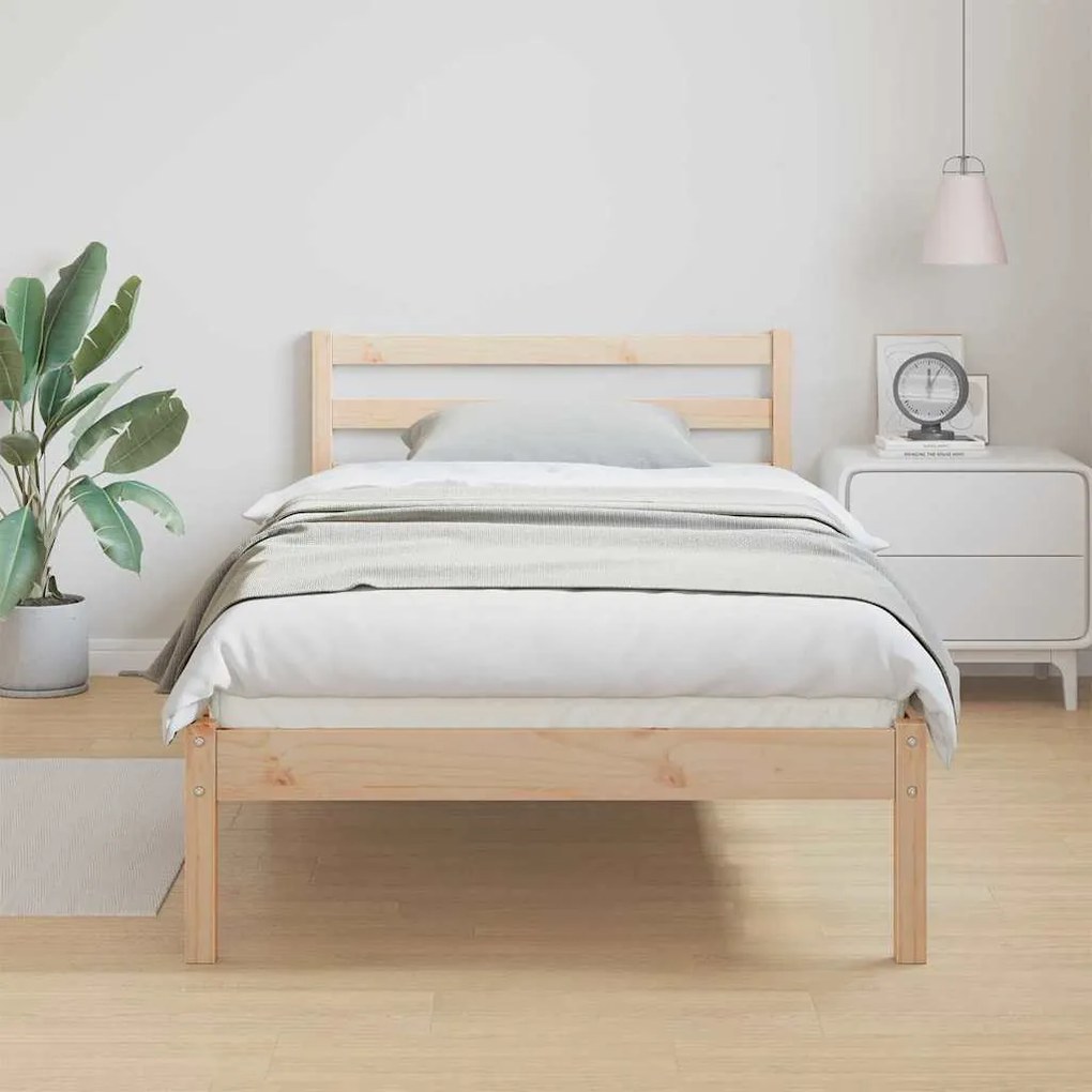 Cama vidaXL com Cabeceira 100x220 cm Madeira de Pinho