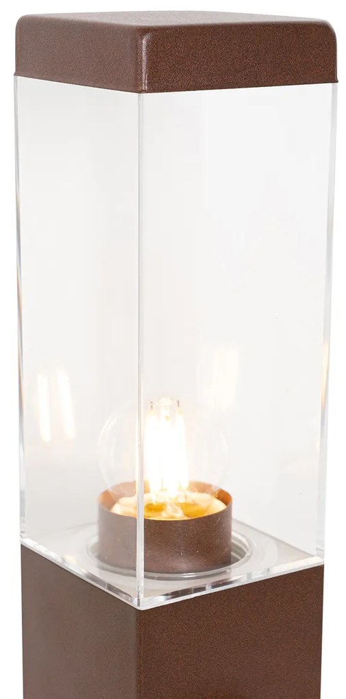 Candeeiro de exterior castanho ferrugem 80 cm com tomada IP44 - Malios Moderno
